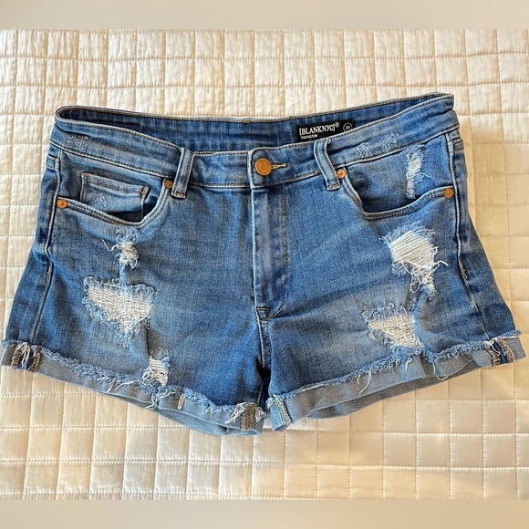 BLANK NYC Fulton Roll Up Cuffed Distressed Denim Jean Shorts Sz: 29 - Picture 1 of 6